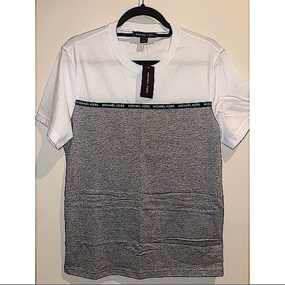 Michael Kors MK T-shirt white gray black Mens Size Small NWT